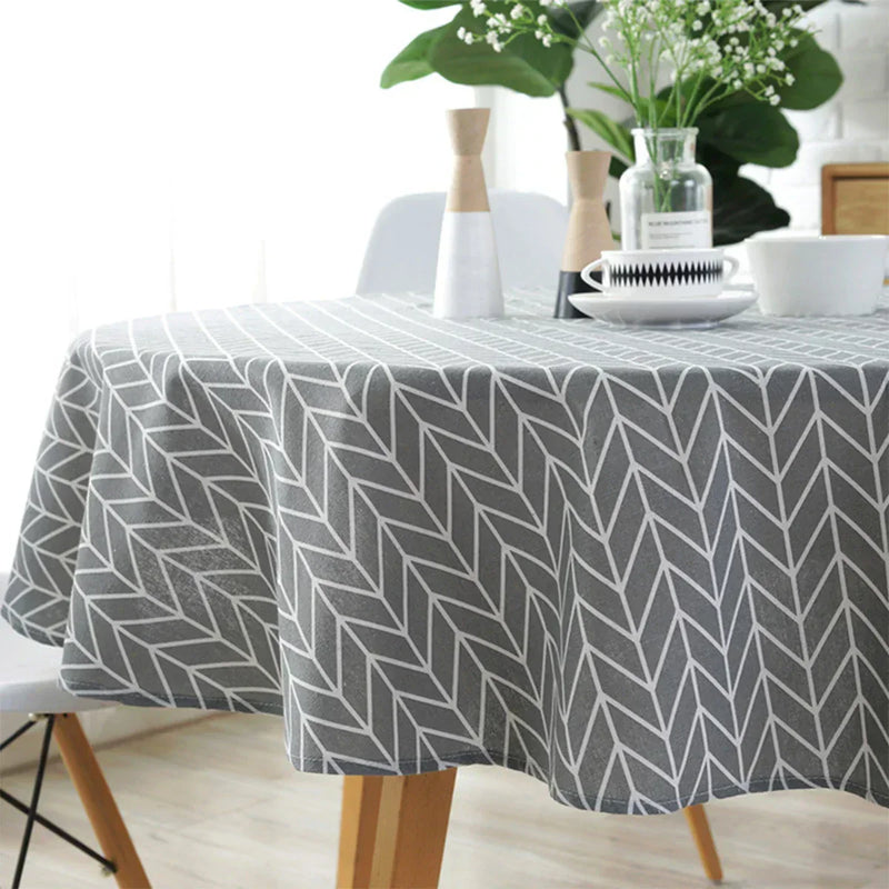 Round Tablecloth with Herringbone Pattern for Stylish Table Decoration