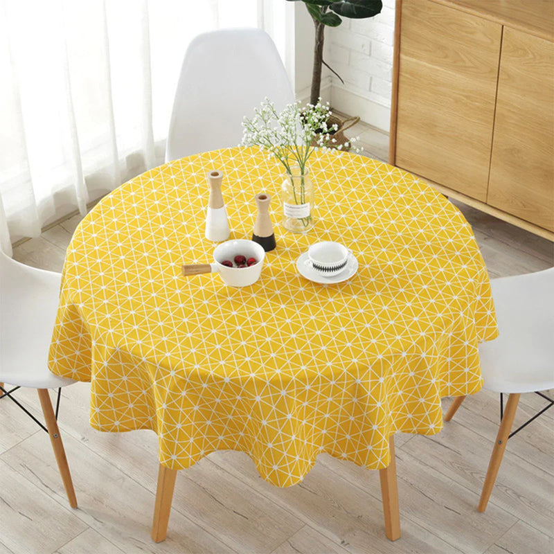 Round Tablecloth with Herringbone Pattern for Stylish Table Decoration