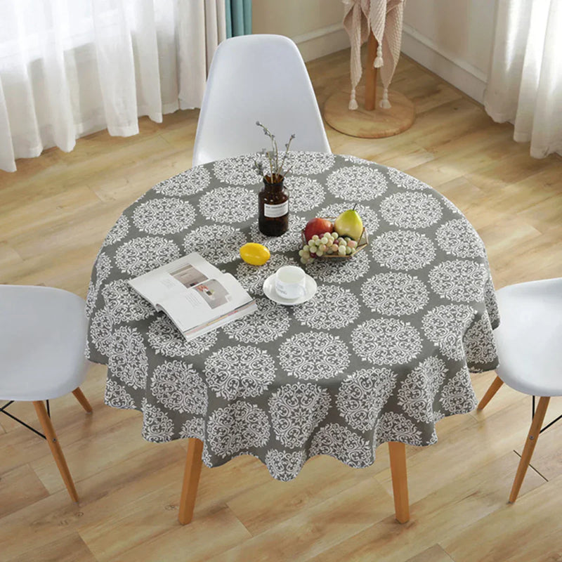 Round Tablecloth with Herringbone Pattern for Stylish Table Decoration