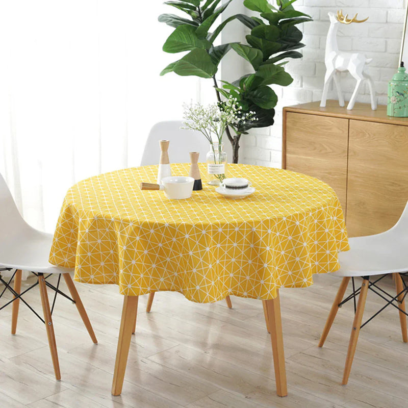 Round Tablecloth with Herringbone Pattern for Stylish Table Decoration