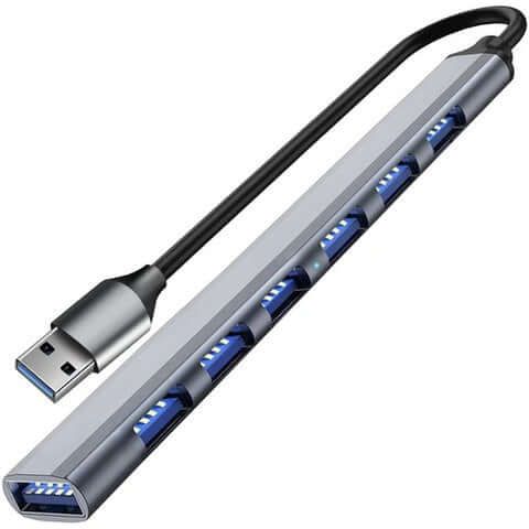 Seven-Port Aluminium USB Hub for Laptop and Desktop Connectivity