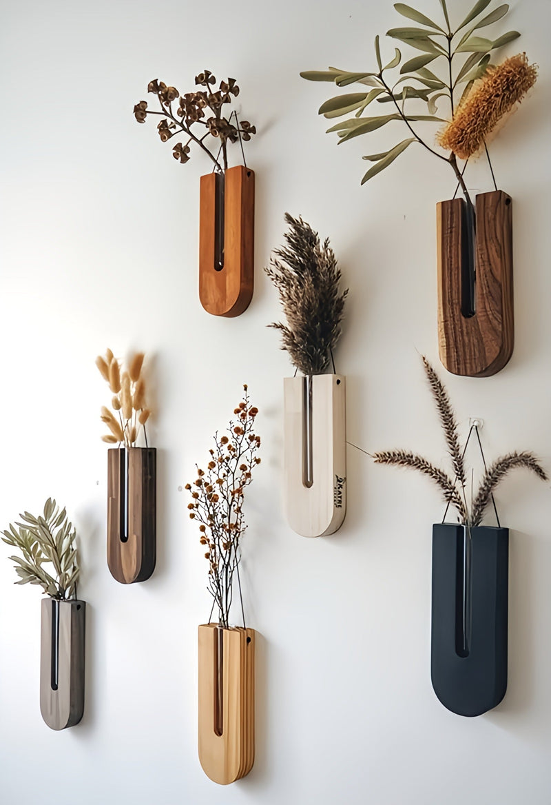 Wooden Wall Plant Holder Set for Houseplants with Minimalist and Natural Design