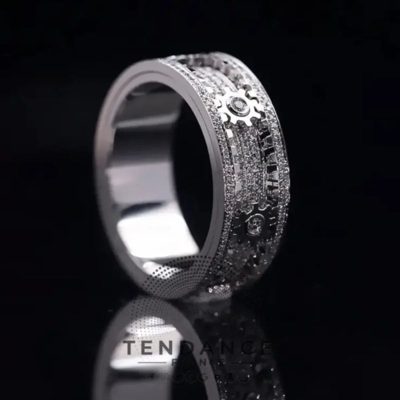 Decorative Zirconium Band Ring with Textured Layered Design