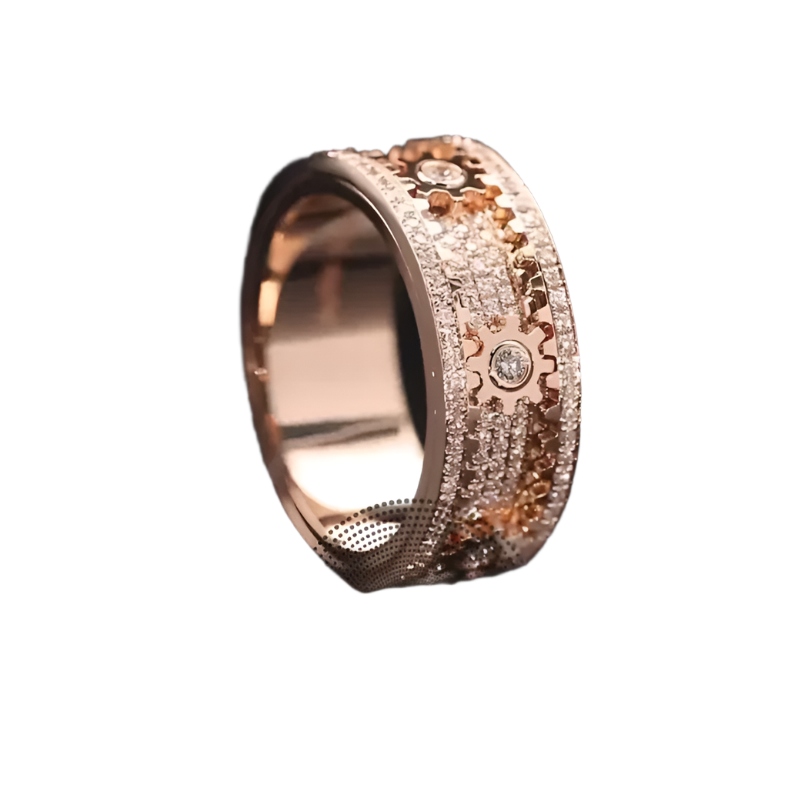 Decorative Zirconium Band Ring with Textured Layered Design