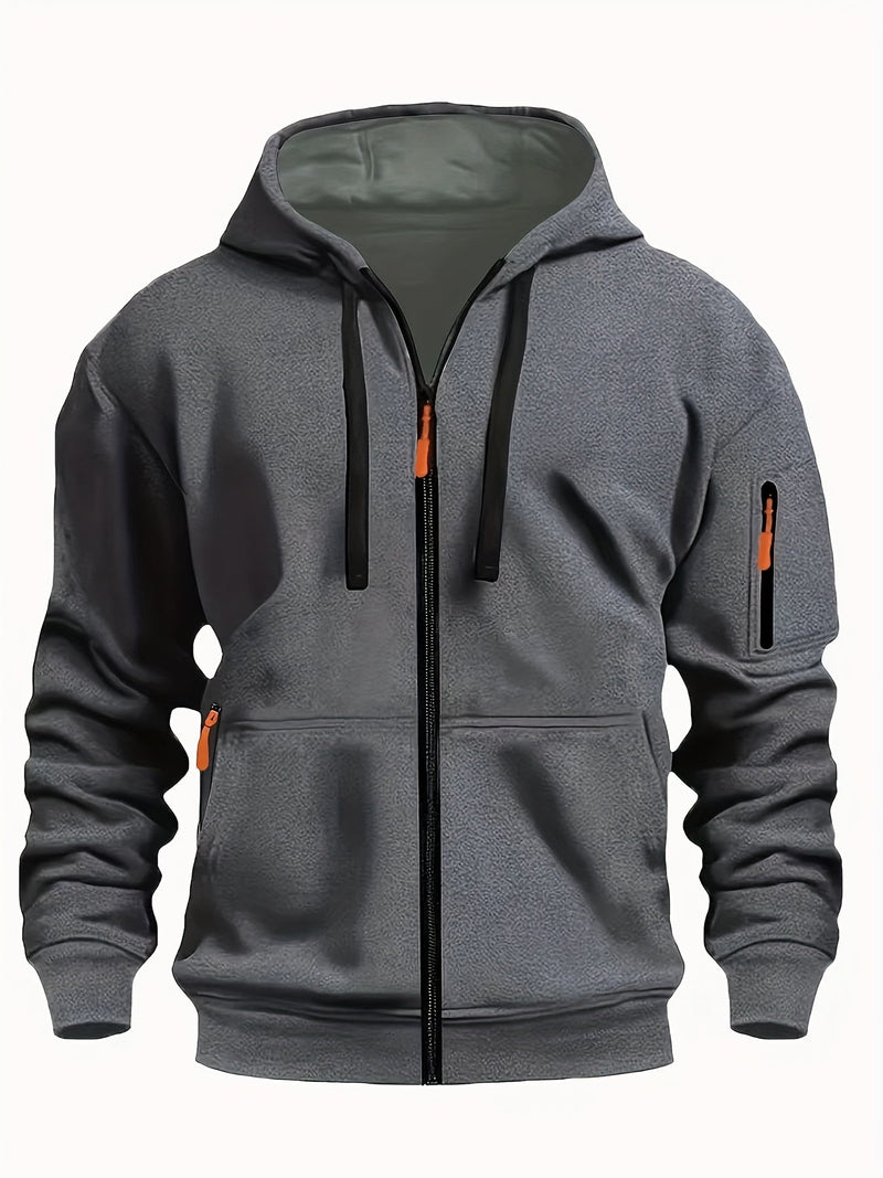 Men's zip-up hoodie with hood – Casual outdoor sweatshirt