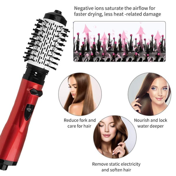 Rotating Hot-Air Hairstyler with Two Interchangeable Brushes
