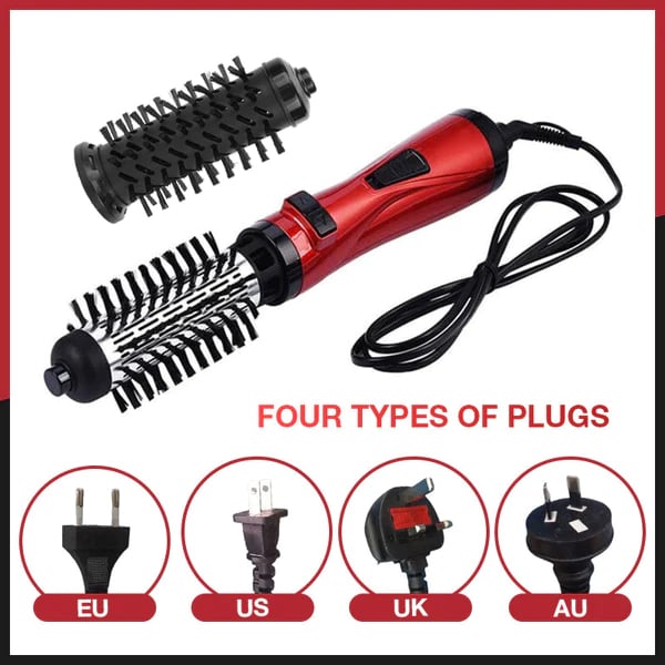 Rotating Hot-Air Hairstyler with Two Interchangeable Brushes