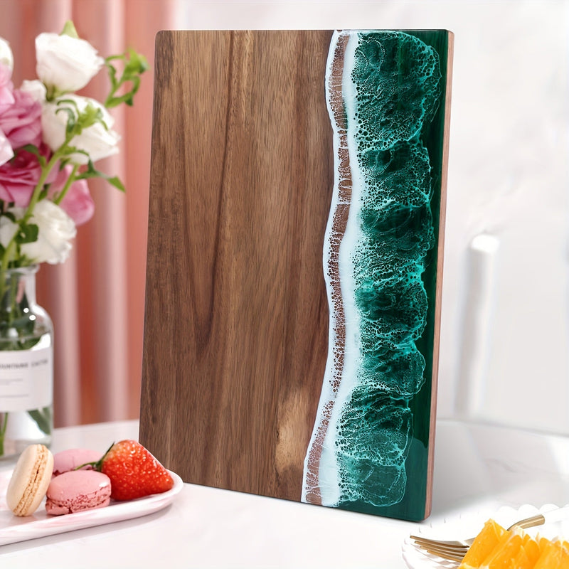 Acacia Wood Cutting Board with Ocean Resin Inlay