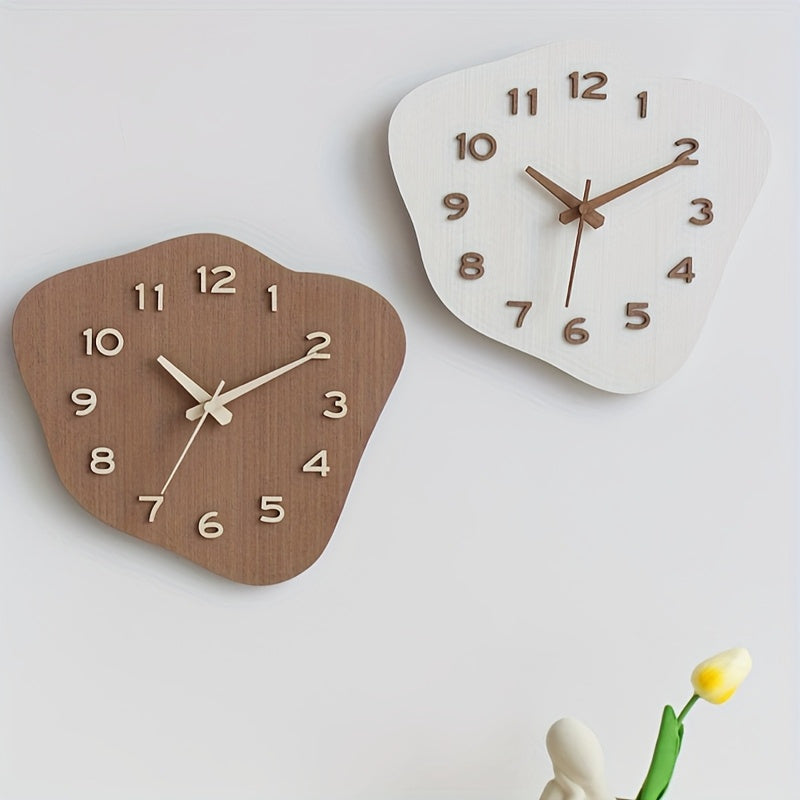 Wooden Wall Clock with Irregular Shape – Silent Movement and Decorative