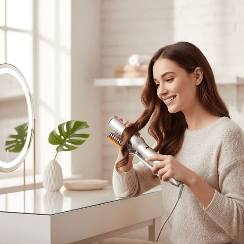 Rotating Hair Brush Styler with Adjustable Heat Settings