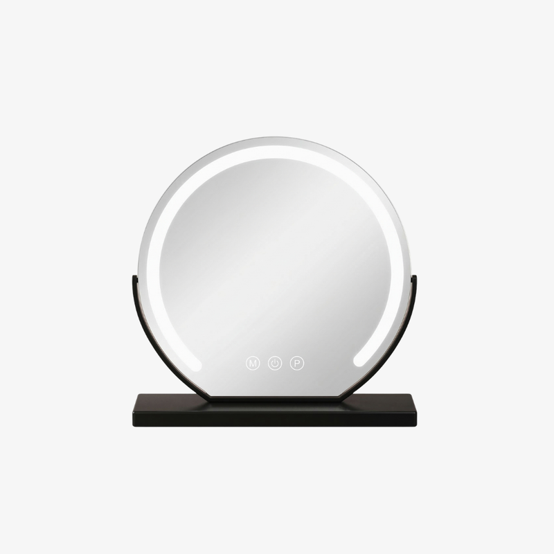 Round LED Dressing Table Mirror with Touch Controls and Rotating Frame