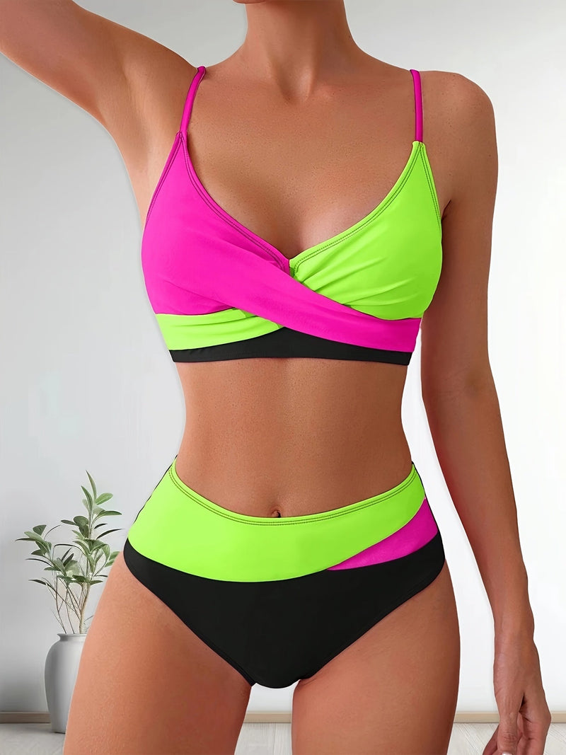 Comfortable Patchwork Bikini Set for Ladies with Stretch Fit