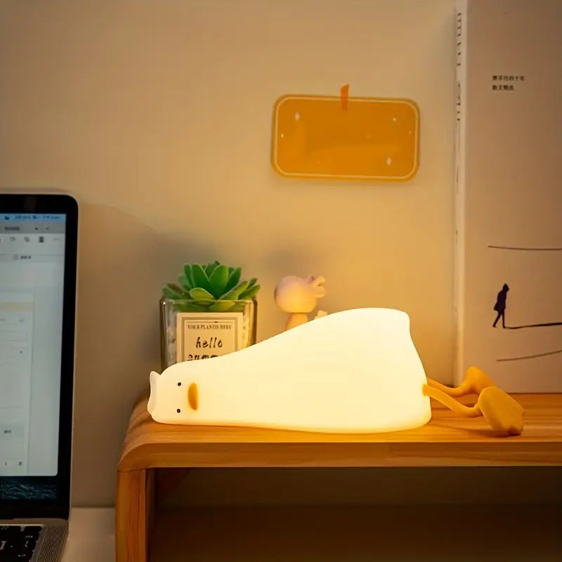 Duck Night Light with Soft Silicone and Dimmable Light for Children's Room