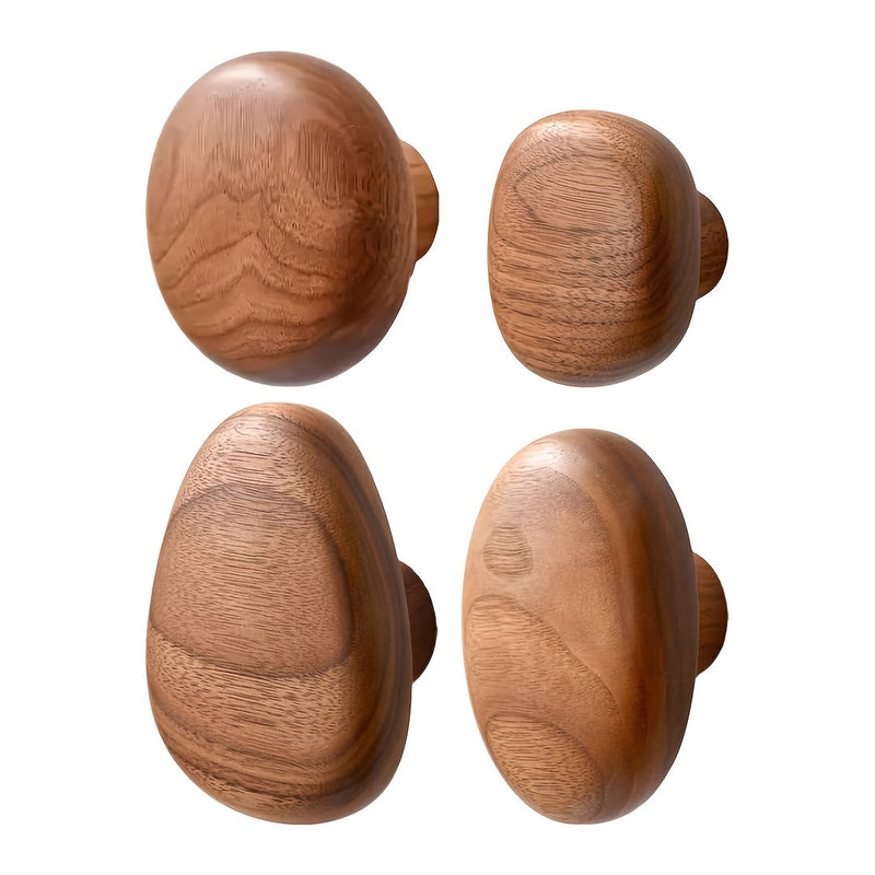 Wooden Wall Hooks Set of 4 with Natural Finish for Everyday Organisation