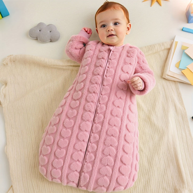 Plush Baby Sleeping Bag with Heart Relief – Warm and Comfortable Sleep