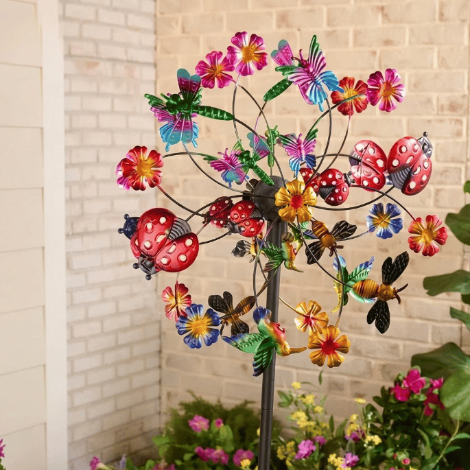 Solar Floral Wind Spinner