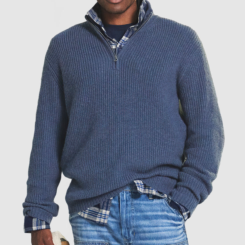 Men's Half-Zip Cashmere Blend Jumper for Everyday Comfort