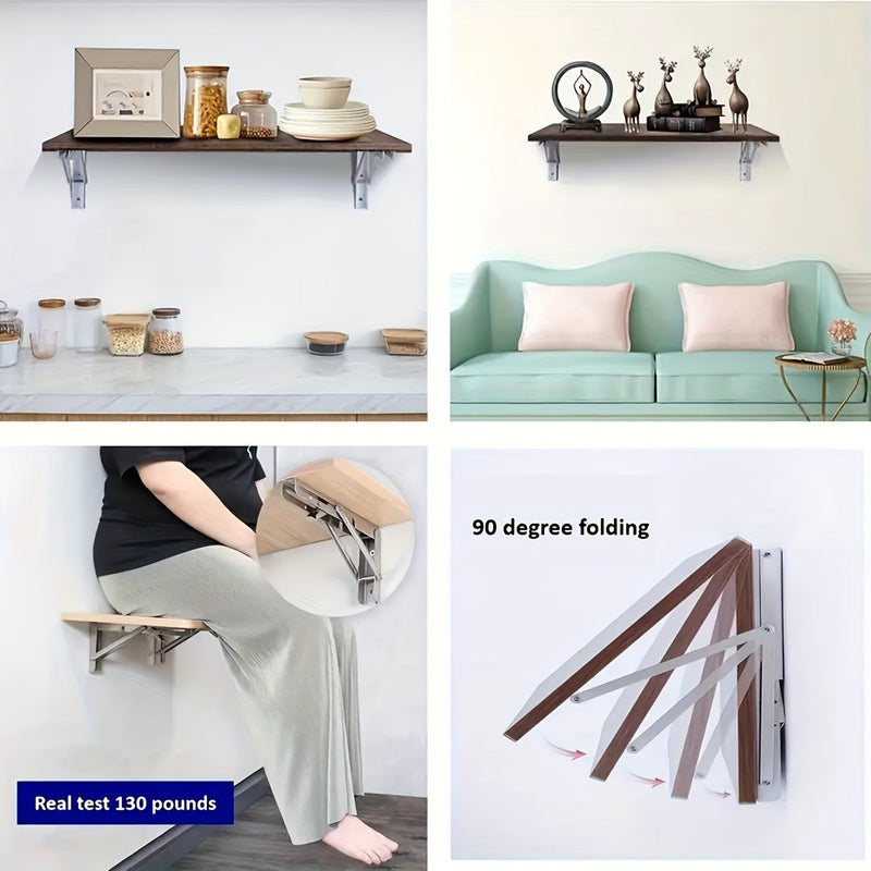 Pair of Heavy-Duty Steel Folding Shelf Brackets with Screws
