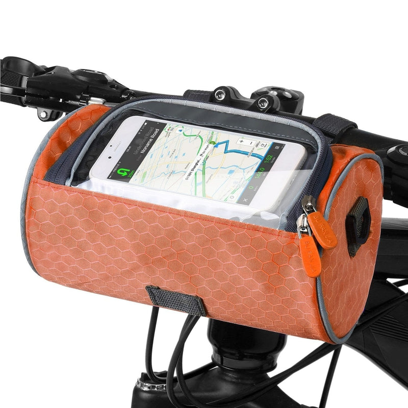 Practical Bicycle Handlebar Bag with Smartphone Holder and Water-Resistant Material