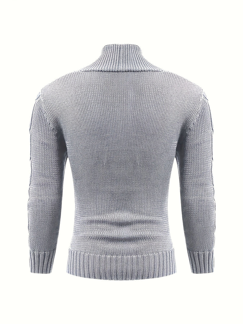 Men's Cable Knit Cardigan with V-Neck – Comfortable and Versatile