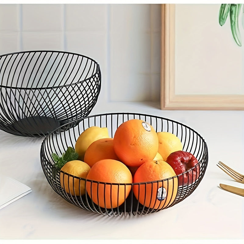 Round Metal Fruit Bowl for Table and Kitchen – Minimalist and Decorative Design