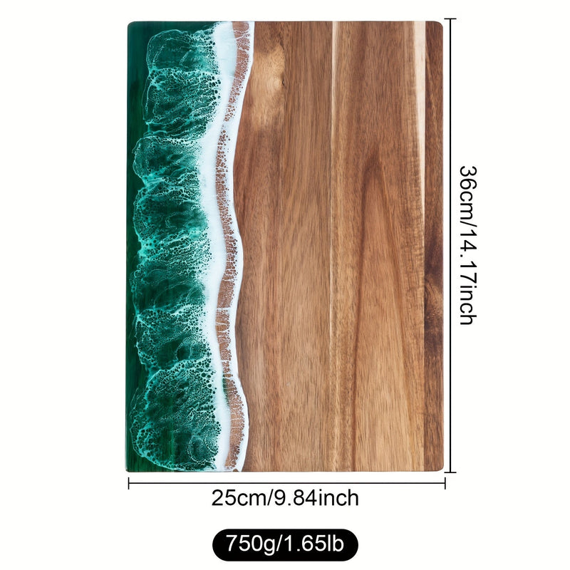 Acacia Wood Cutting Board with Ocean Resin Inlay