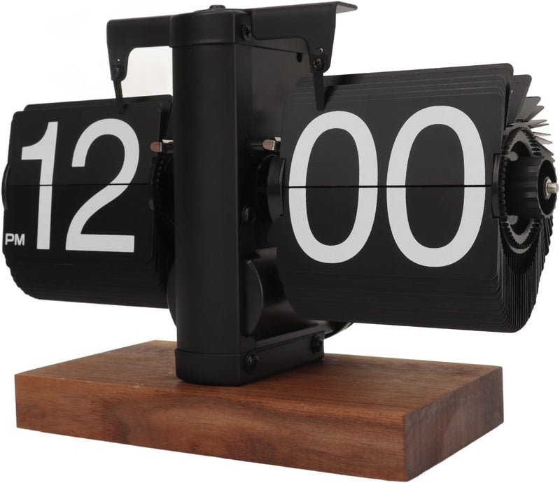Retro Flip Desk Clock with Quartz Movement and Freestanding Base