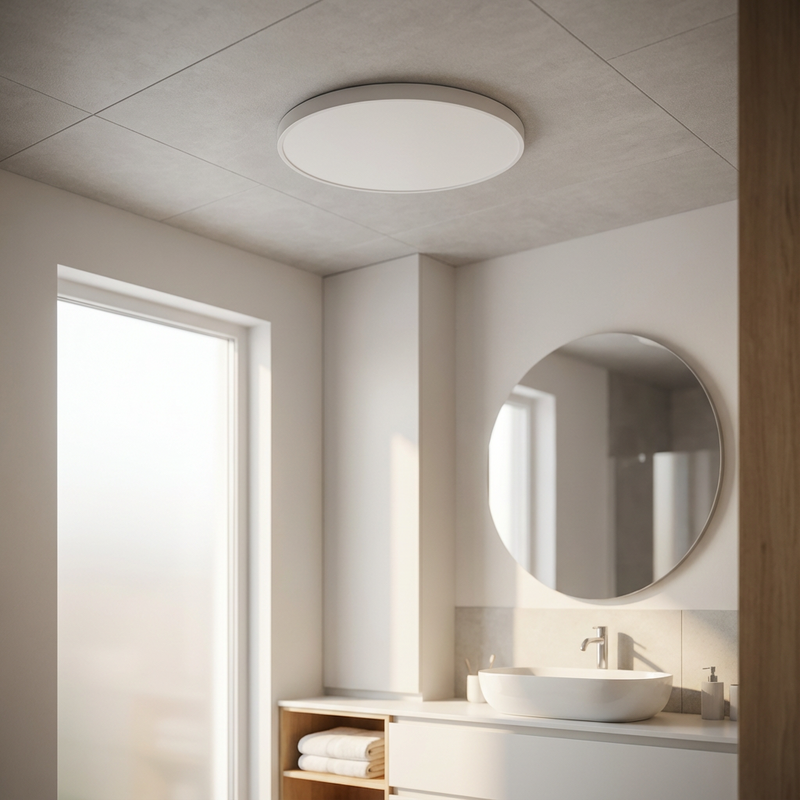 Round LED Ceiling Light with Gold Trim – Slim Design and Soft Light