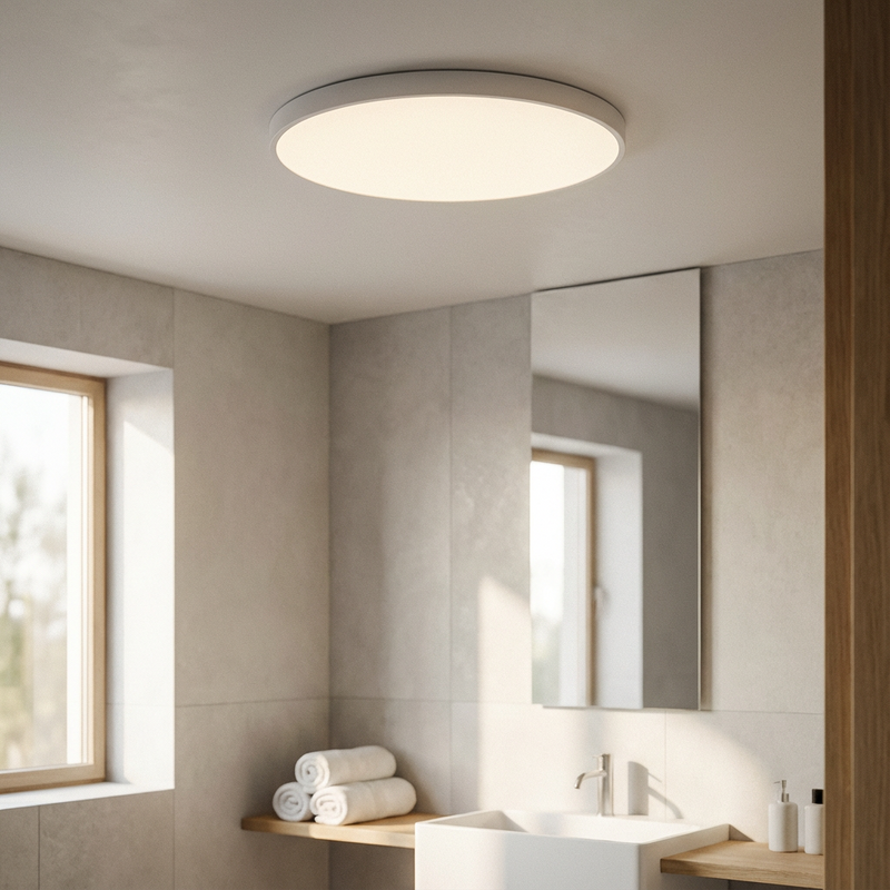 Round LED Ceiling Light with Gold Trim – Slim Design and Soft Light