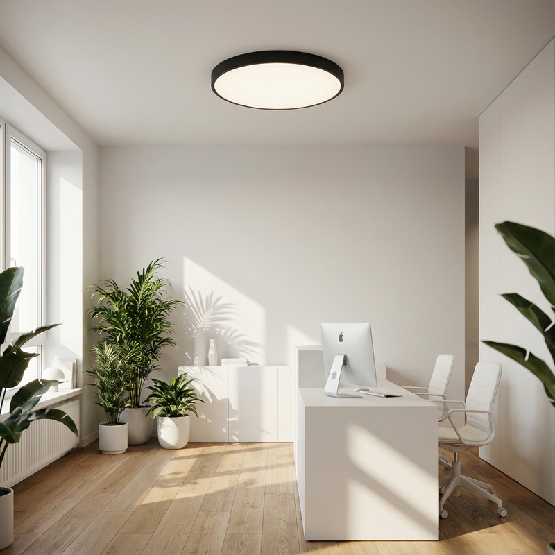 Round LED Ceiling Light with Gold Trim – Slim Design and Soft Light