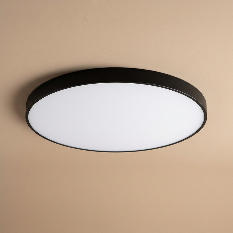 Round LED Ceiling Light with Gold Trim – Slim Design and Soft Light