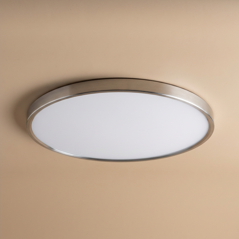 Round LED Ceiling Light with Gold Trim – Slim Design and Soft Light
