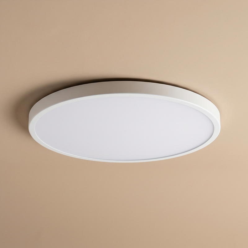 Round LED Ceiling Light with Gold Trim – Slim Design and Soft Light