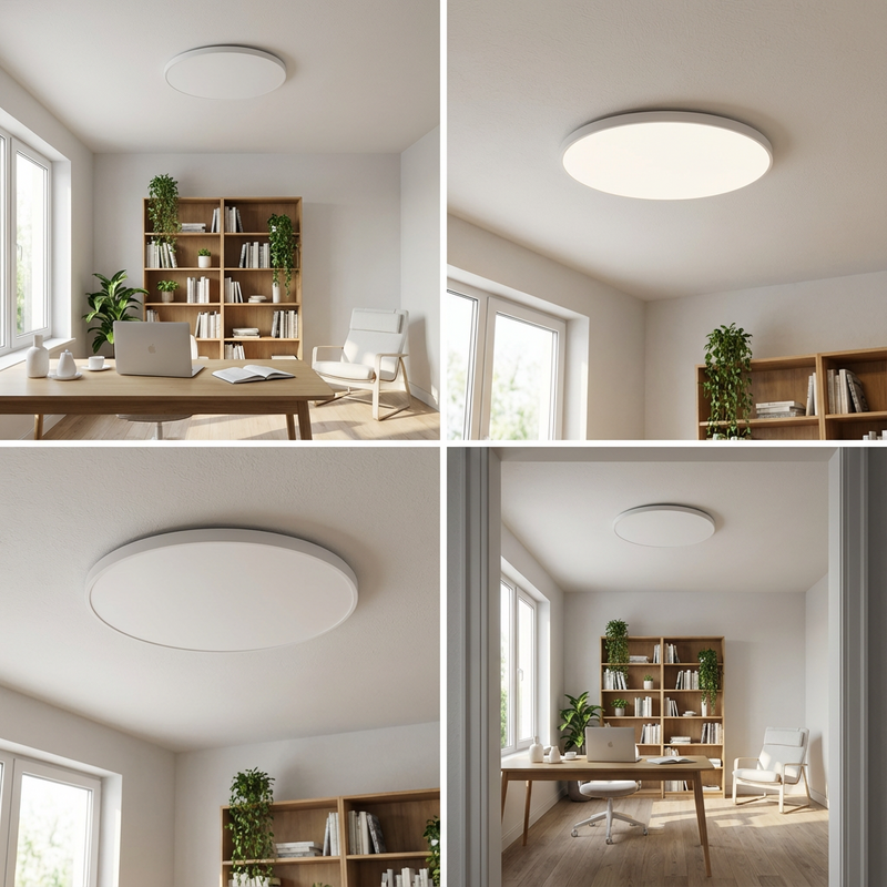 Round LED Ceiling Light with Gold Trim – Slim Design and Soft Light