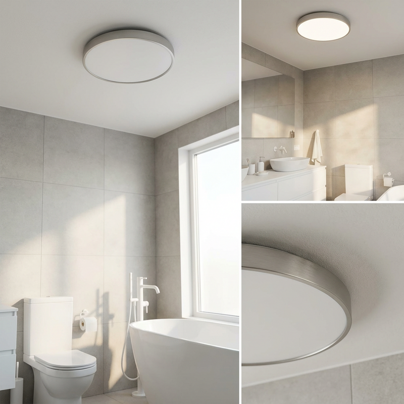 Round LED Ceiling Light with Gold Trim – Slim Design and Soft Light