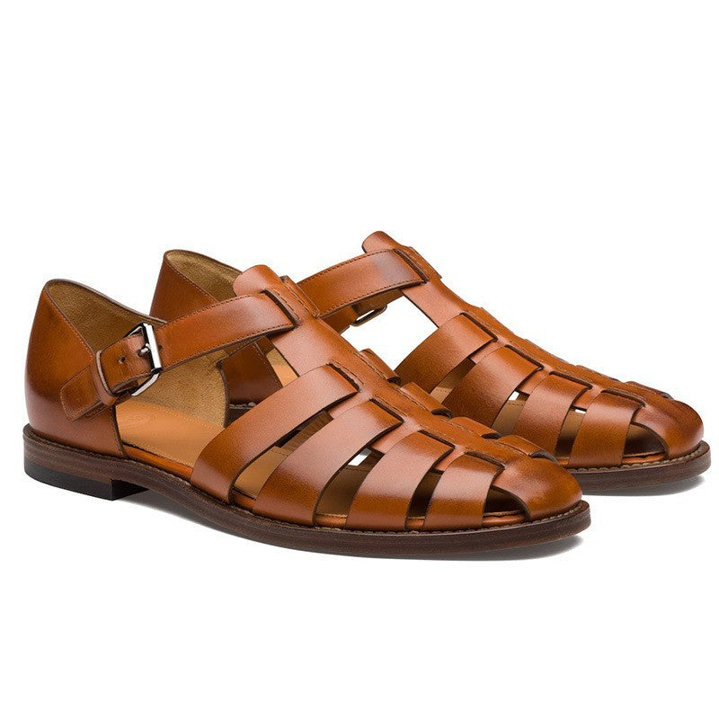 Men's Summer Sandals with Closed Toe and Adjustable Buckle