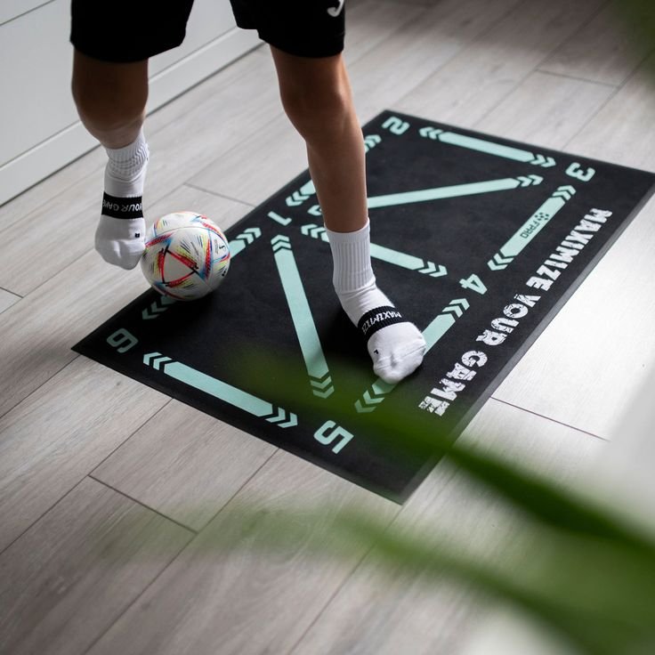 Football Training Mat with Guided Footwork & Ball Control Drills