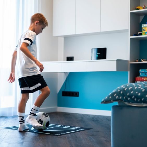 Football Training Mat with Guided Footwork & Ball Control Drills