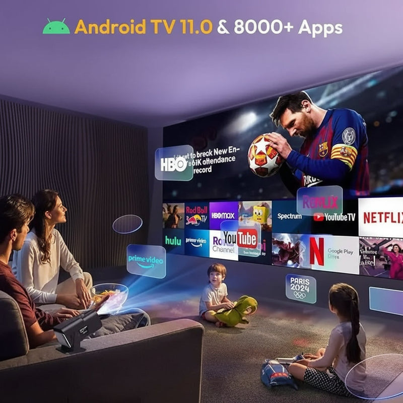 Full HD Mini Projector with Wireless Connectivity and Rotating Stand