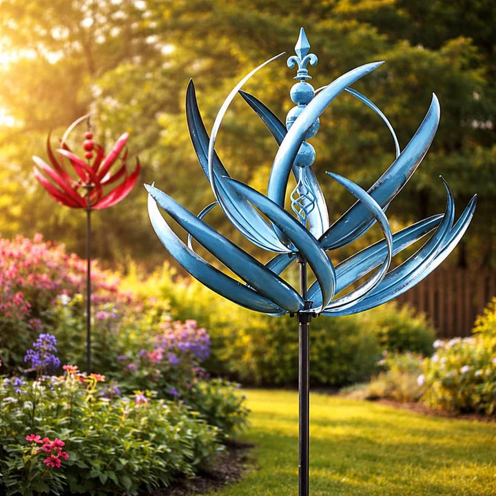 Metal Lotus Kinetic Garden Wind Spinner