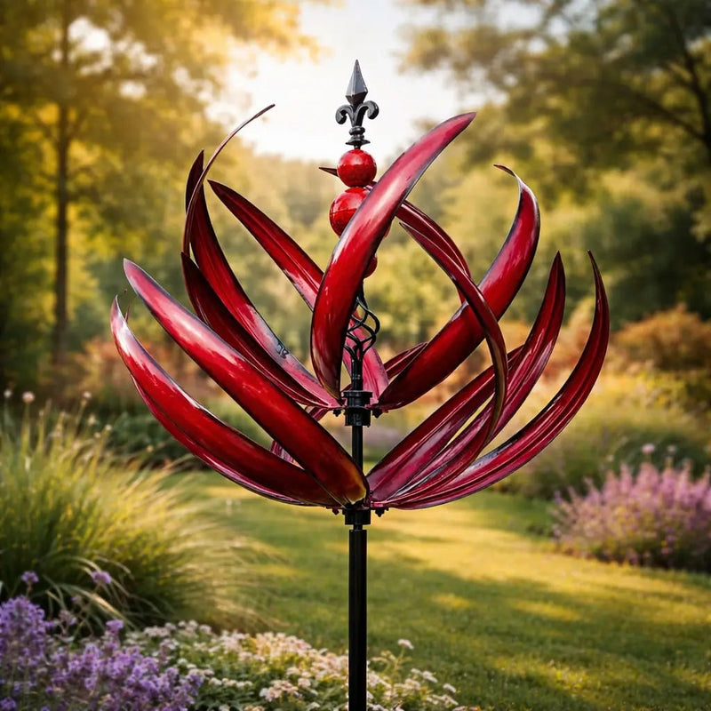Metal Lotus Kinetic Garden Wind Spinner
