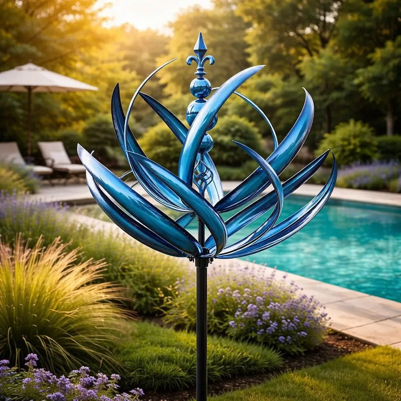 Metal Lotus Kinetic Garden Wind Spinner
