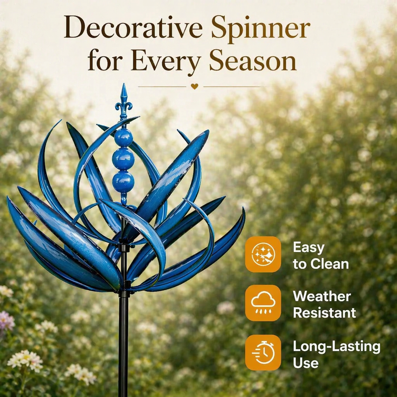 Metal Lotus Kinetic Garden Wind Spinner