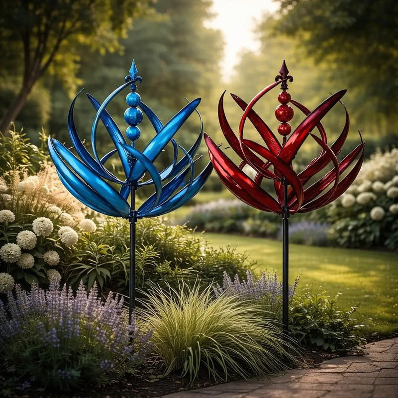 Metal Lotus Kinetic Garden Wind Spinner