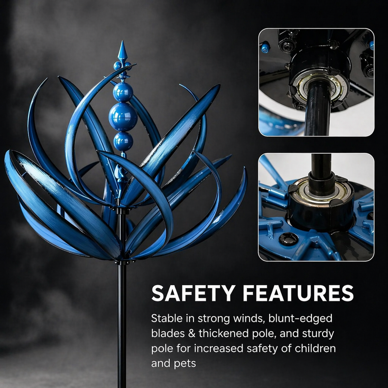 Metal Lotus Kinetic Garden Wind Spinner