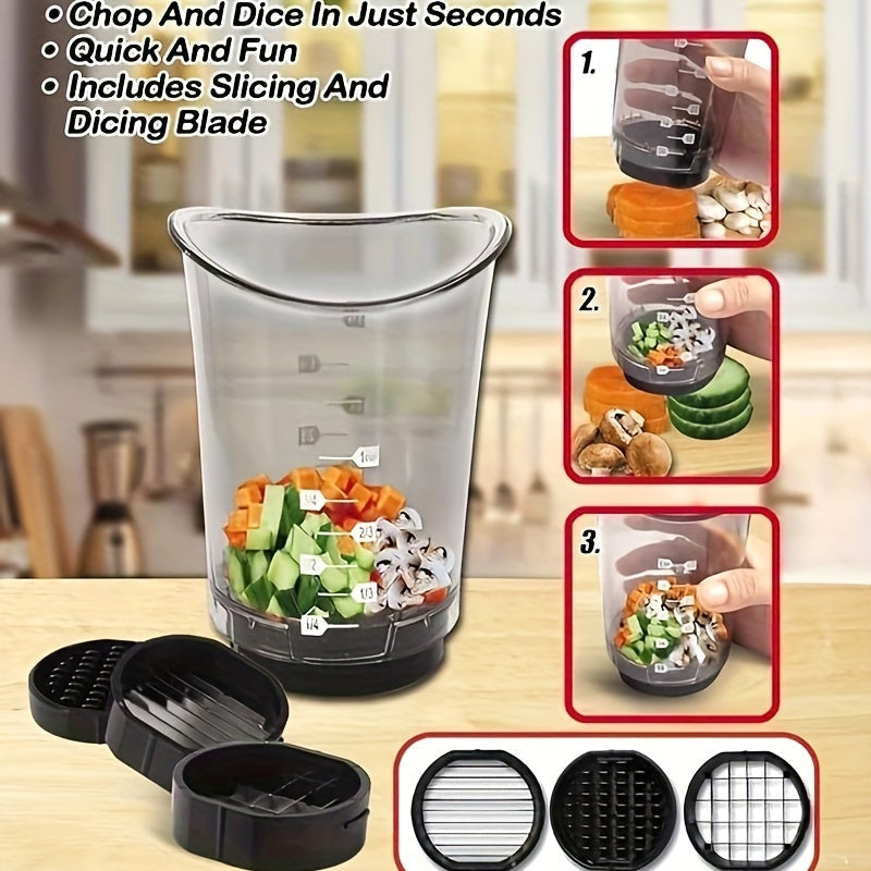 Manual Food Chopper with Interchangeable Cutting Inserts