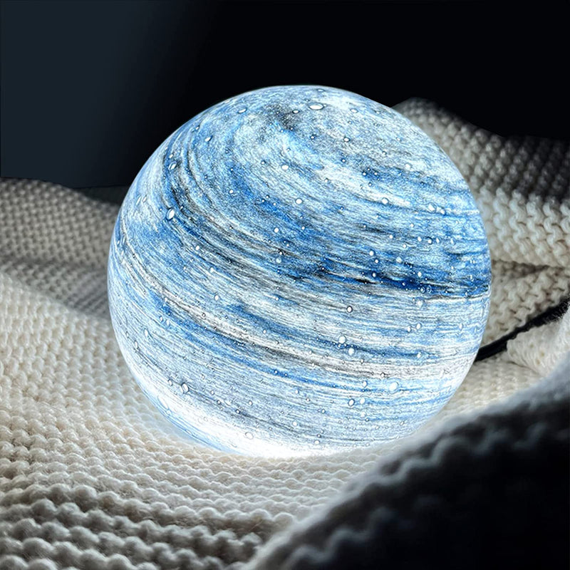 Swirled Glass Sphere LED Table Lamp with USB Power and Remote