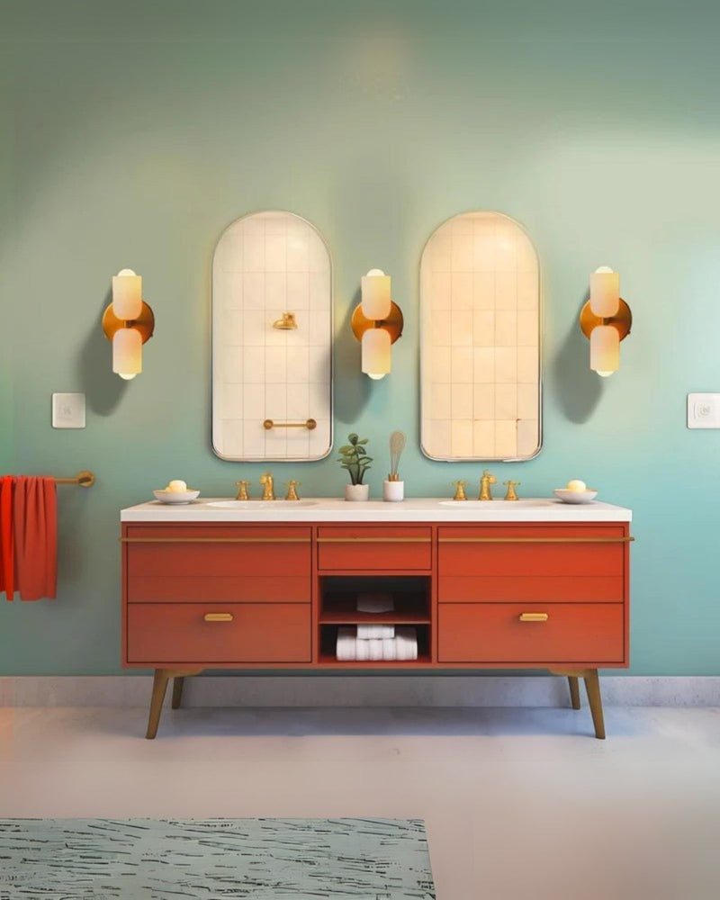 Double-Head Frosted Glass Wall Sconce with Soft Ambient Lighting