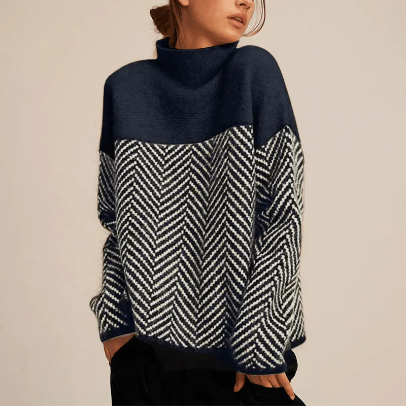 Knitted Women's Jumper with High Collar – Soft, Warm and Modern Design