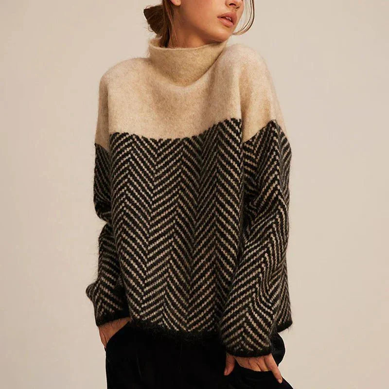 Knitted Women's Jumper with High Collar – Soft, Warm and Modern Design